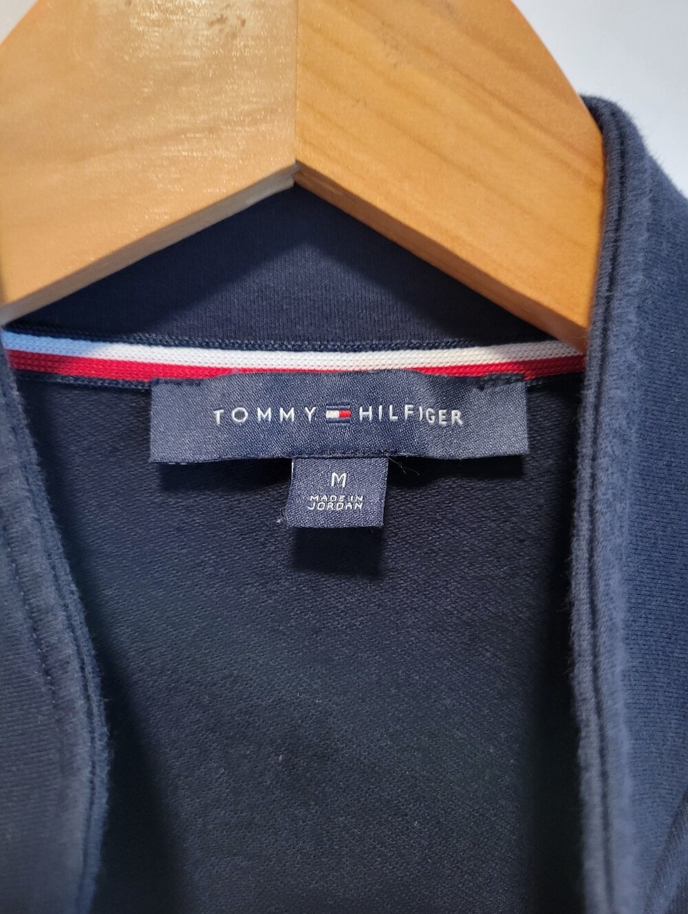 VTG Tommy Hilfiger Navy Blue Knit Military Band Jacket Blazer Medium Y2K 90s - Picture 3 of 10